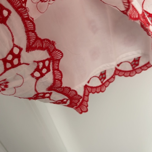 Tristan White cotton with red eyelets A-line dress NWT - Picture 8 of 9
